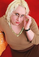 Huge blonde bbw Tina pleasures a big fat cock by cramming it down her deep throat