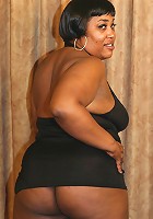Sexy ebony BBW strutting her fat ass and riding a cock on top to take it in her cunt