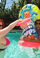 What could possibly be better than a good ol' American grown BBW plumper babe? A red head at that. We were poolside for some fat girl lovin'.